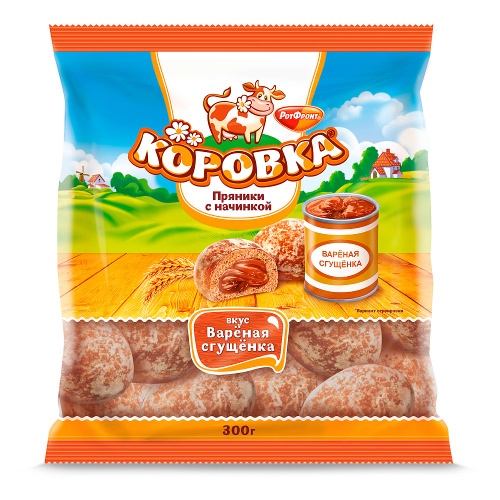 Пряники Коровка с начинкой Варёная сгущёнка, Рот Фронт, 300 гр.