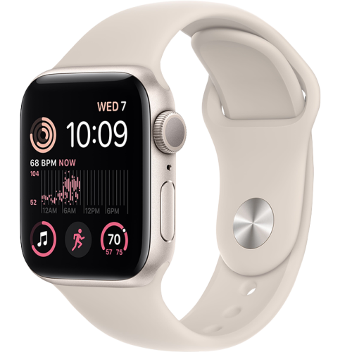 Умные часы  Apple Watch SE 2023, 40mm, Starlight Aluminium Case with Starlight Sport Band, S/M (MR9U3LL/A)