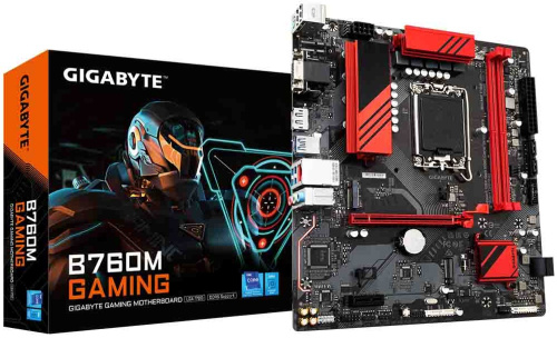 Материнская плата mATX GIGABYTE B760M GAMING (LGA1700, Intel B760, 2*DDR5 (8000), 4*SATA 6G RAID, 2*M2, 2.5Glan, VGA, HDMI, DP, USB Type-C, 3*USB 3.0,