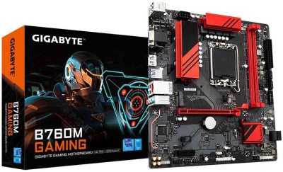 Материнская плата mATX GIGABYTE B760M GAMING (LGA1700, Intel B760, 2*DDR5 (8000), 4*SATA 6G RAID, 2*M2, 2.5Glan, VGA, HDMI, DP, USB Type-C, 3*USB 3.0,