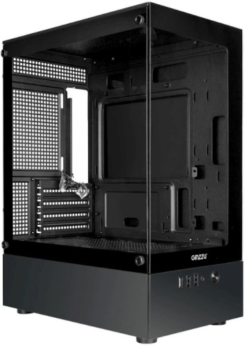 Корпус mATX Ginzzu CL470 без БП, боковая и фронтальная панель из закалённого стекла, 2*USB 2.0, USB 3.0