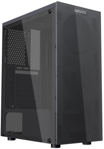 Корпус ATX Ginzzu SL190 без БП, боковая панель из закалённого стекла, 2*USB 2.0, USB 3.0