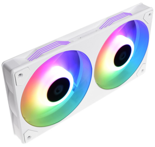Вентилятор для корпуса ID-Cooling ICEFAN 240 ARGB SNOW 2*120x120x25mm, 900-2000rpm, 56.5CFM, 16.2-31.5dBA, 4pin PWM BOX