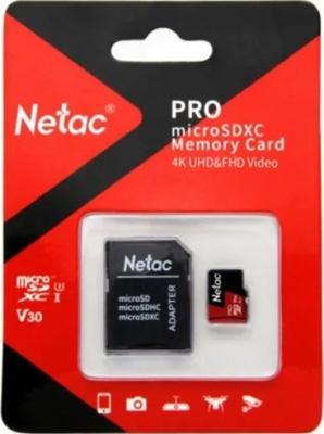Карта памяти 32GB Netac NT02P500PRO-032G-R MicroSDHC P500 Extreme Pro, SD adapter, retail