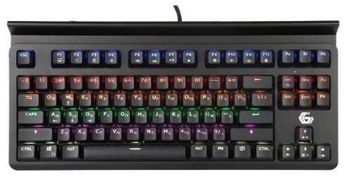 Клавиатура Gembird KB-G520L USB, чёрн, 87 кл., Rainbow, 10 реж., 1,8м, подставка д/планшета