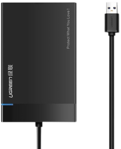 Внешний корпус для HDD SATA 2.5” UGREEN US221 30847_ с кабелем USB 3.0, кабель 30 см, черный