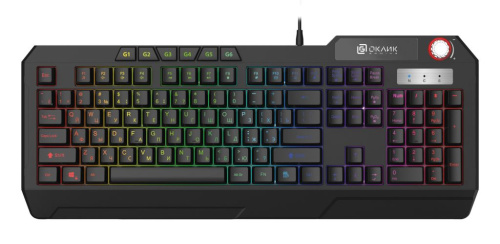 Клавиатура Oklick 715G 1680657 черная USB Multimedia for gamer LED