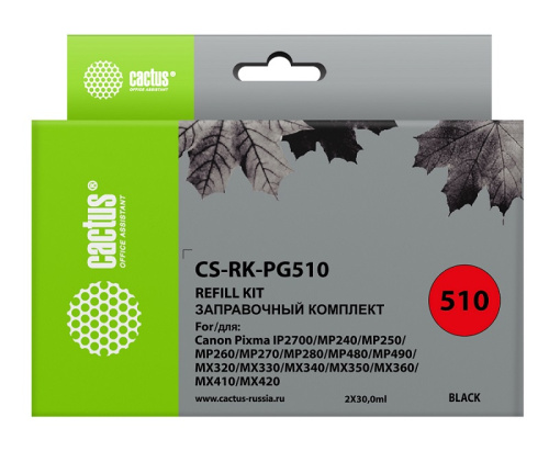 Заправочный комплект Cactus CS-RK-PG510 черный (2x30мл) Canon MP240/ MP250/MP260