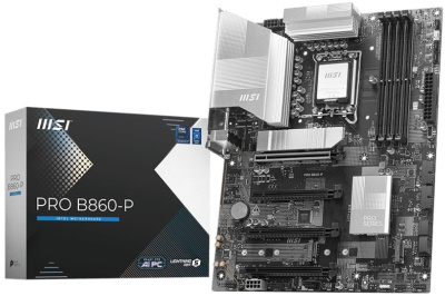 Материнская плата ATX MSI PRO B860-P (LGA1851, B860, 4*DDR5 (8800), 4*PCIe, 3*M.2, 4*SATA, USB Type-C, 8*USB 3.2, 8*USB 2.0, DP, HDMI) RTL