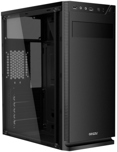 Корпус ATX Ginzzu A250 без БП, боковая панель из закалённого стекла, 2*USB