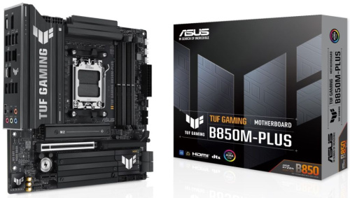 Материнская плата mATX ASUS TUF GAMING B850M-PLUS 90MB1IX0-M0EAY0 (AM5, AMD B850, 4*DDR5, 4*SATA, 3*M.2, 7*USB 3.2, 4*USB 2.0, USB Type-C, 2*PCIe, DP,