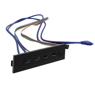Планка Exegate U5H-614 EX269460RUS USB на переднюю панель, 5.25", 2*USB+2*USB3.0, черная, подсоединение к мат. Плате