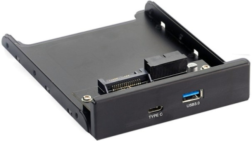 Планка Exegate U3H-617 EX280447RUS USB на переднюю панель, 3,5", 1*USB3.0+1*TypeC, черная, металл, подсоединение к мат. Плат