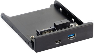 Планка Exegate U3H-617 EX280447RUS USB на переднюю панель, 3,5", 1*USB3.0+1*TypeC, черная, металл, подсоединение к мат. Плат