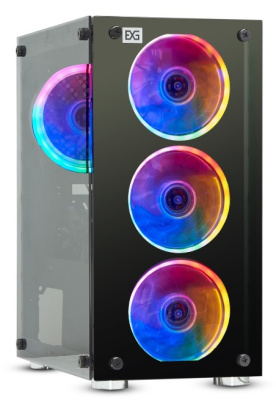Корпус mATX Exegate Mistery X2 EX294382RUS черный, без БП, боковая панель - закаленное стекло, 2*USB+1*USB3.0, аудио