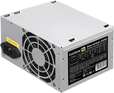 Блок питания ATX Exegate AA400 EX253682RUS-PC 400W, PC, 8cm fan, 24p+4p, 2*SATA, 1*IDE + кабель 220V в комплекте