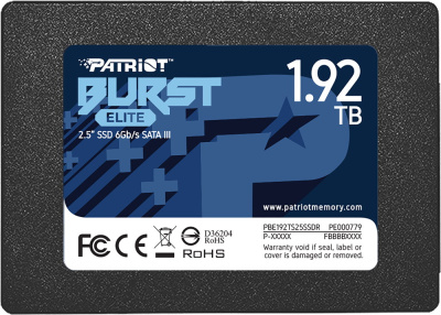 Накопитель SSD 2.5'' Patriot Memory PBE192TS25SSDR Burst Elite 1.92TB SATA 6Gb/s 450/320MB/s IOPS 40K/40K MTBF 2M