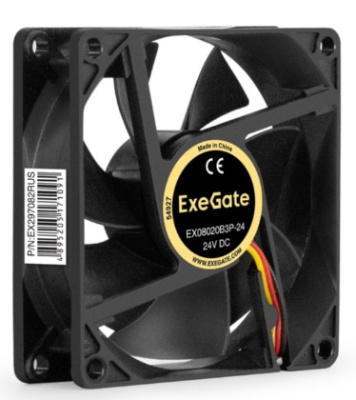 Вентилятор для корпуса Exegate EX08020B3P-24 EX297082RUS 80x80x20 mm, 4000rpm, 48.1CFM, 42,3dBa, 3-pin