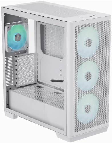 Корпус ATX AeroCool APNX C1-WT-v1 4711099474318 белый, без БП, боковая панель из закленного стекла, 1x120mm, 3x140m fan, 2xUSB 3.0, USB Type-C, audio