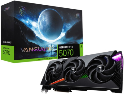 Видеокарта PCI-E MSI GeForce RTX 5070 VANGUARD SOC (RTX 5070 12G VANGUARD SOC) 12GB GDDR7 192bit 5nm 2610/28000MHz HDMI 3*DP