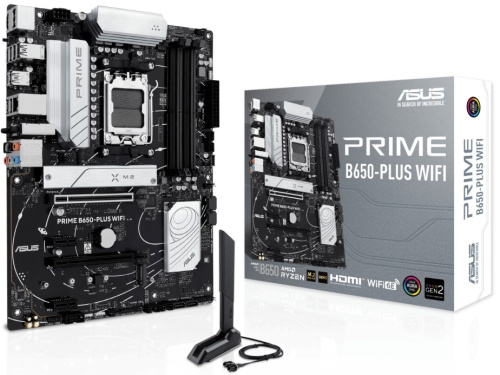 Материнская плата ATX ASUS PRIME B650-PLUS WIFI 90MB1KP0-M0EAY0 (AM5, AMD B840, 4*DDR5, 4*SATA, 3*M.2, WiFi, BT, 3*USB 3.2, 4*USB 2.0, USB Type-C, 5*P