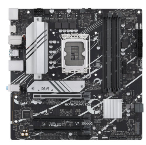Материнская плата mATX ASUS PRIME B760M-A D4-CSM (LGA1700, B760, 4*DDR4 (5333), 4*SATA 6G RAID, 2*M.2, 3*PCIE, 2.5Glan, HDMI, DP, 2*USB 3.2, 4*USB 2.0
