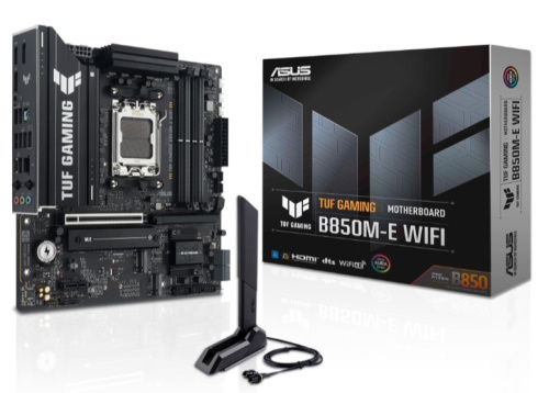 Материнская плата mATX ASUS TUF GAMING B850M-E WIFI 90MB1LS0-M0EAY0 (AM5, AMD B850, 4*DDR5, 4*SATA, 3*M.2, 3*PCIe, WiFi, BT, 4*USB 3.2, 3*USB 2.0, HDM