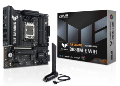 Материнская плата mATX ASUS TUF GAMING B850M-E WIFI 90MB1LS0-M0EAY0 (AM5, AMD B850, 4*DDR5, 4*SATA, 3*M.2, 3*PCIe, WiFi, BT, 4*USB 3.2, 3*USB 2.0, HDM