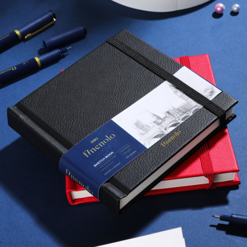 Блокнот для зарисовок Finenolo 12*12 см 40 л 160 г, твердая обложка красный