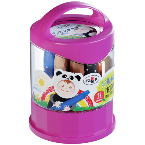 Набор мелков масляных Гамма "Малыш" 12 цв, шестигранные, пластиковый стакан-подставка