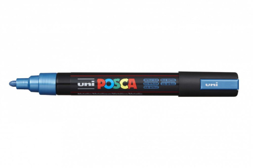 Маркер UNI "POSCA" PC-5M, 1,8-2,5 мм, наконечник пулевидный, цвет синий металлик