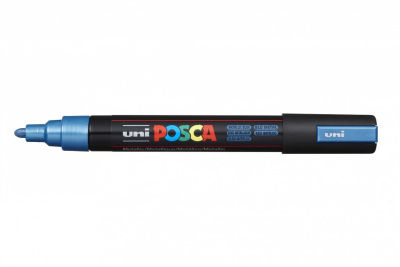 Маркер UNI "POSCA" PC-5M, 1,8-2,5 мм, наконечник пулевидный, цвет синий металлик