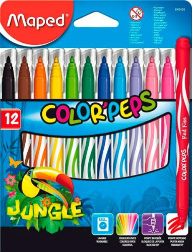 Набор фломастеров Maped "Color peps Jungle" 12 цв в картоне