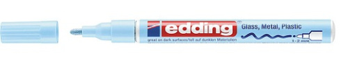 Маркер декоративный лаковый Edding "751" 1-2 мм с круглым наконечником, голубой пастельный