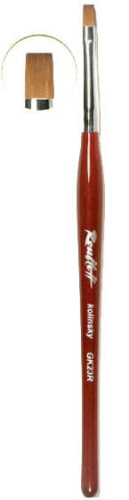 Кисть для дизайна ногтей колонок №8 плоская Roubloff "GK23R" фигурная короткая ручка, бордо