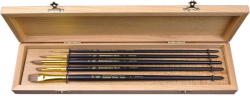 Набор кистей Колонок Roubloff "№4" 5 шт в деревянной шкатулке