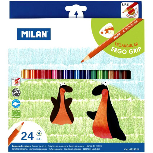 Набор карандашей цветных "Milan" 24 цветов 3-х гранные в картонной упаковке