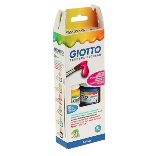 Набор гуаши Fila Giotto Paint pot 6 цв*25 мл в тубах, кисть, картонная упаковка