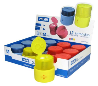 Точилка MILAN пластиковая, 2 отверстия, с контейнером Extension