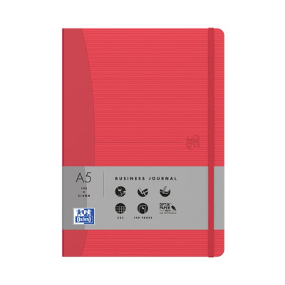 Блокнот в линейку OXFORD OFFICE SIGNATURE A5 72 л фикс.резинка карман твердая обложка красный