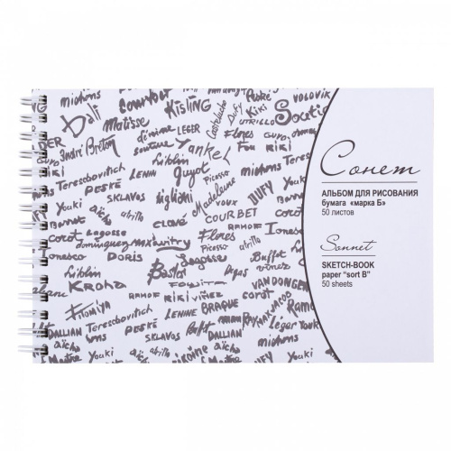 Альбом для рисования на спирали "Сонет" Серая 13х19 см 50 л 80 г