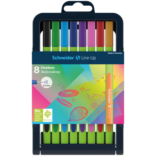 Набор капиллярных ручек Schneider "Line-Up" 8 цв., 0,4 мм, европодвес