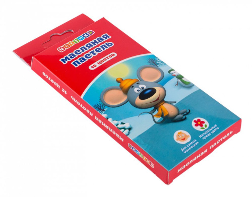 Набор масляной пастели "Цветик" 12 цвета, картонная упаковка