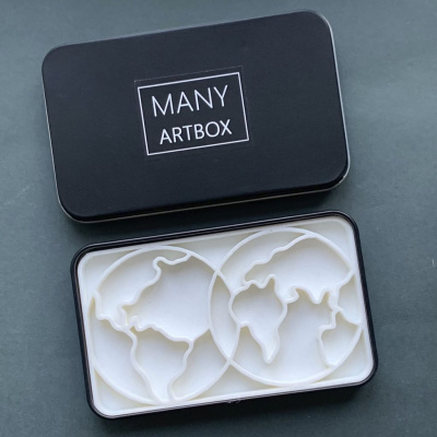 Палетка для красок "Карта мира" 6х10 см, цвет черный, пластик белый