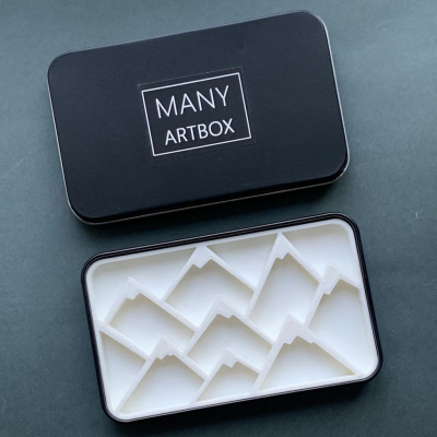 Палетка для красок "Горы" 9х6 см, цвет черный, пластик белый