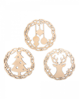 Набор заготовок для декорирования елочные игрушки "Венки резные"