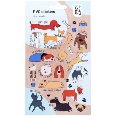 Наклейки ПВХ MESHU "Best friend", 10*21 см, 26 наклеек, инд. уп., европодвес