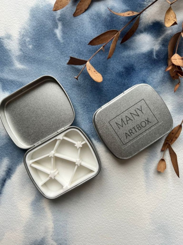 Палетка для красок "Звезды" 6х5 см, цвет серебро, пластик белый