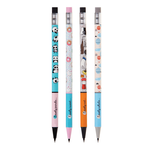 Карандаш механический MESHU 0,7 мм, печать на корпусе, с ластиком, ассорти