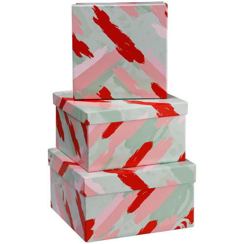 Набор квадратных коробок 3в1, MESHU "Stylish green", (19,5*19,5*11-15,5*15,5*9см)